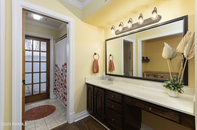 211 Ursuline St, Lafayette, LA 70506 - bathroom featuring ornamental molding and vanity