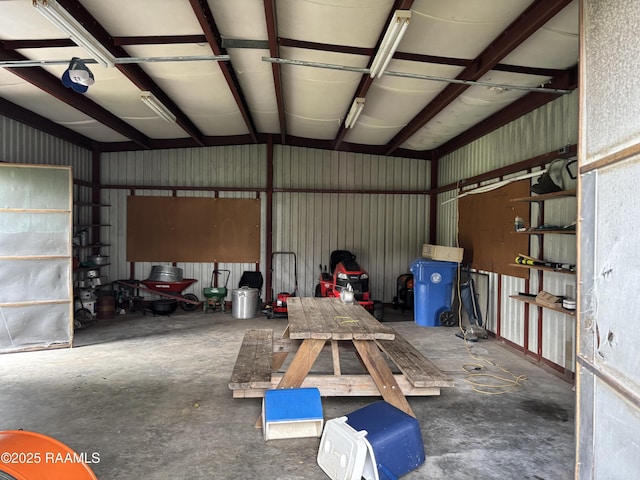 garage featuring metal wall
