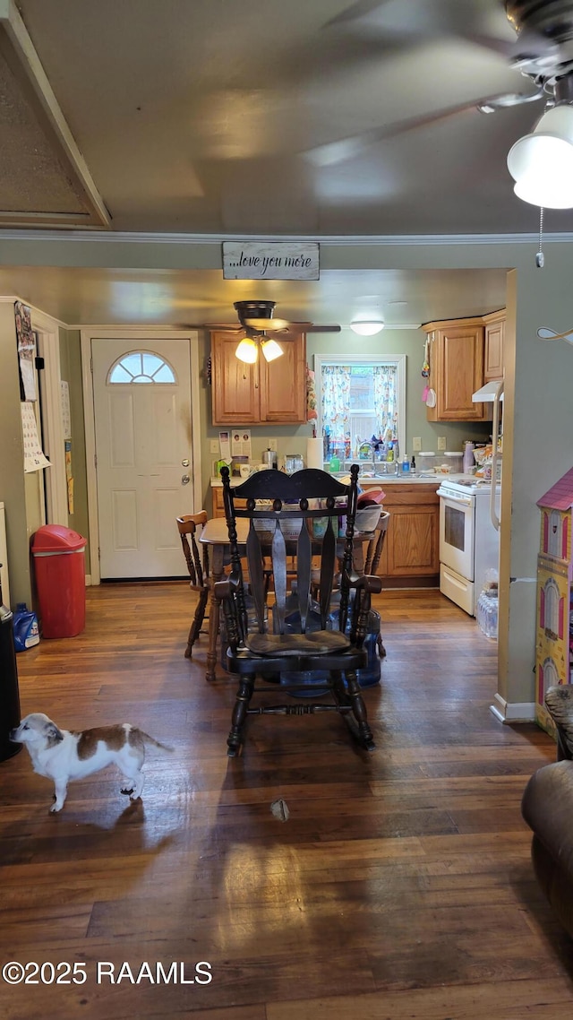 205 F St, Duson, LA 70529 - dining room with a ceiling fan and dark wood-style flooring