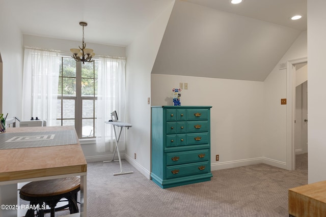 6 Oak Pl, New Iberia, LA 70563 - interior space with an inviting chandelier, baseboards, lofted ceiling, and multiple windows