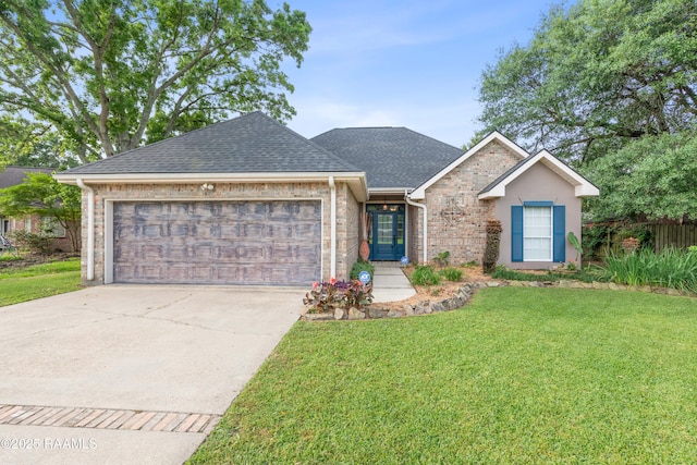 122 Ashford Ln, Youngsville, LA 70592 - view of front of home with a garage, driveway, roof with shingles, and brick siding