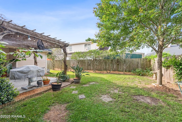 122 Ashford Ln, Youngsville, LA 70592 - view of yard with a pergola and a patio area