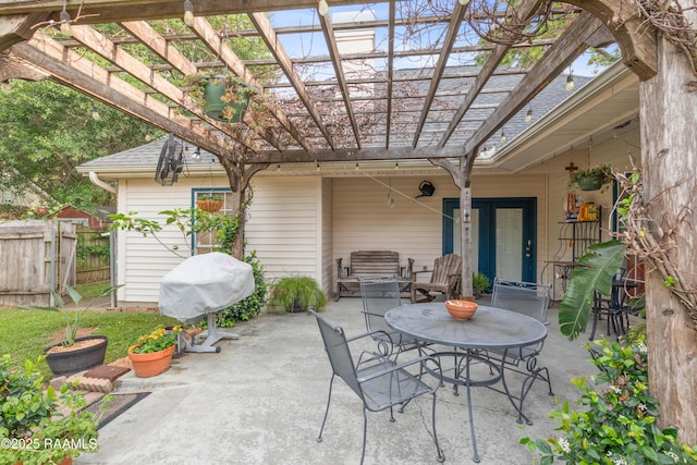 122 Ashford Ln, Youngsville, LA 70592 - view of patio / terrace featuring fence, a grill, and a pergola