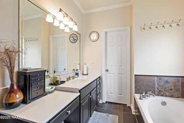 122 Ashford Ln, Youngsville, LA 70592 - full bath featuring ornamental molding, a garden tub, and vanity