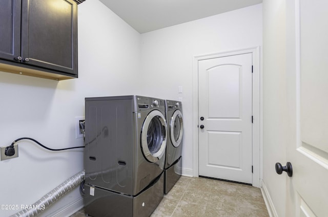 115 Maddox Jude Dr, Maurice, LA 70555 - washroom featuring cabinet space, baseboards, and washing machine and clothes dryer