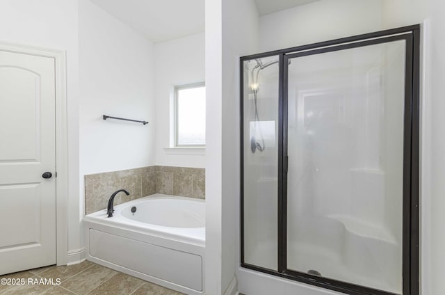 115 Maddox Jude Dr, Maurice, LA 70555 - bathroom featuring a garden tub, tile patterned floors, and a stall shower