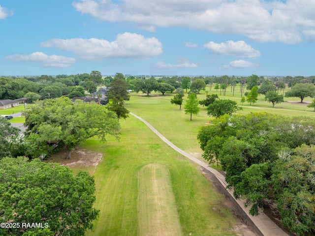 bird's eye view with view of golf course