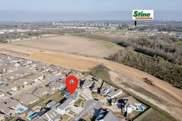 aerial view featuring a residential view
