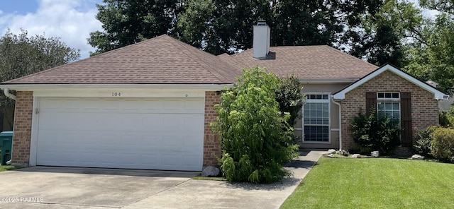104 Bismark Dr, Broussard, LA 70518 - ranch-style home featuring brick siding, a chimney, and driveway