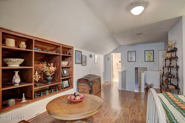 122 Lee St, New Iberia, LA 70560 - living room featuring vaulted ceiling and wood finished floors