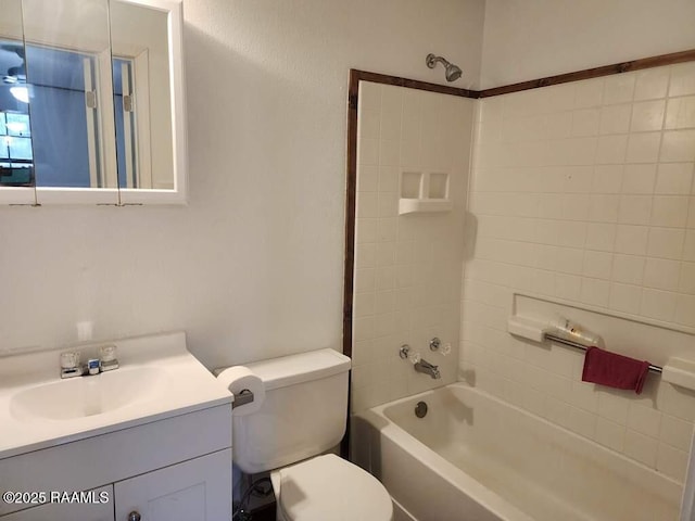 full bath with vanity, toilet, and tub / shower combination