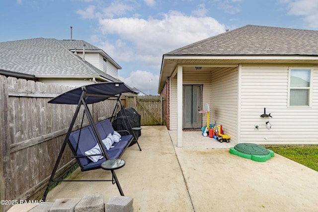 view of patio featuring a fenced backyard