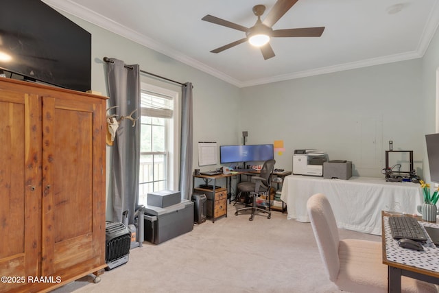 16634 W La Highway 330, Abbeville, LA 70510 - office area with light colored carpet, ceiling fan, and ornamental molding