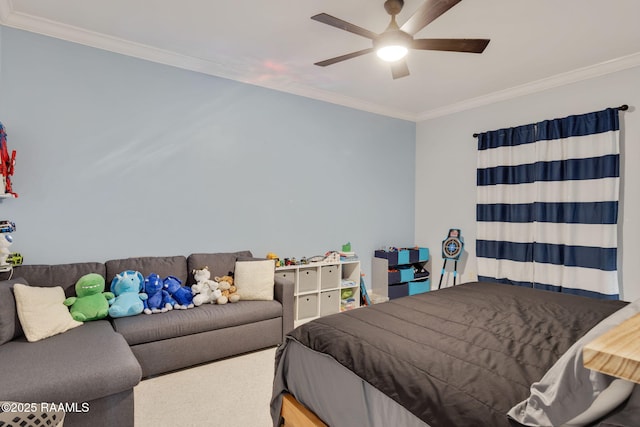 16634 W La Highway 330, Abbeville, LA 70510 - bedroom featuring crown molding and ceiling fan