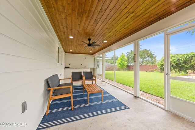 436 Brentwood Blvd, Lafayette, LA 70503 - sunroom featuring ceiling fan and an outdoor hangout area