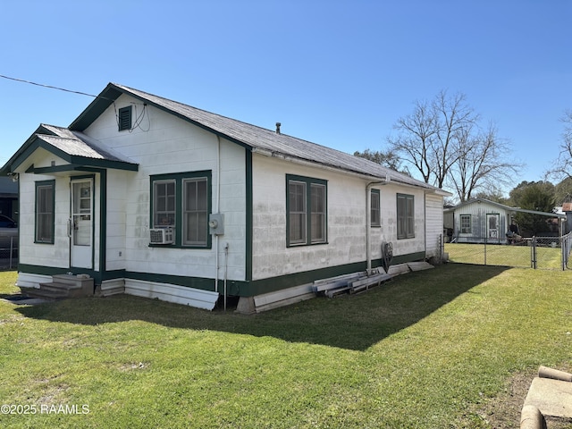 view of home's exterior with entry steps and cooling unit