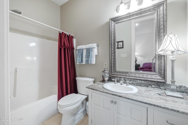 2311 Vida Shaw Rd, New Iberia, LA 70563 - full bath with toilet, vanity, shower / bath combination with curtain, and tile patterned flooring