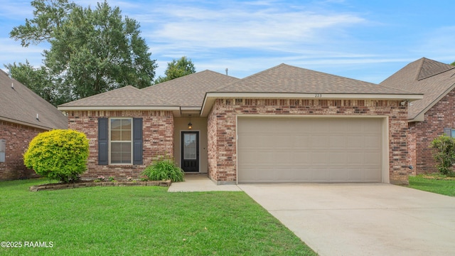 223 Moss Bluff Dr, Lafayette, LA 70507 - view of front of house featuring roof with shingles, concrete driveway, brick siding, and an attached garage