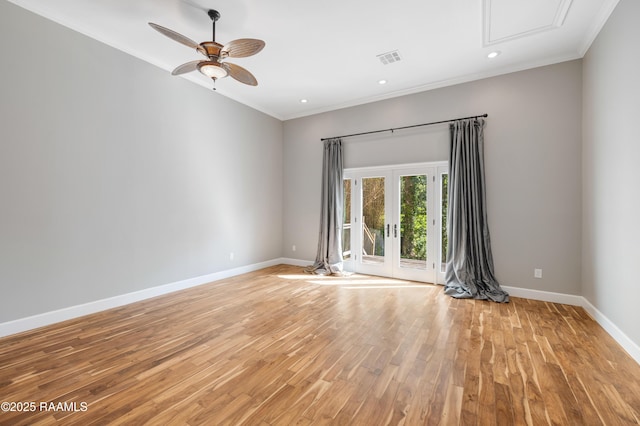 807 Cambridge Dr Res, Unit Res, Lafayette, LA 70503 - spare room with light wood-type flooring, ornamental molding, baseboards, a ceiling fan, and recessed lighting