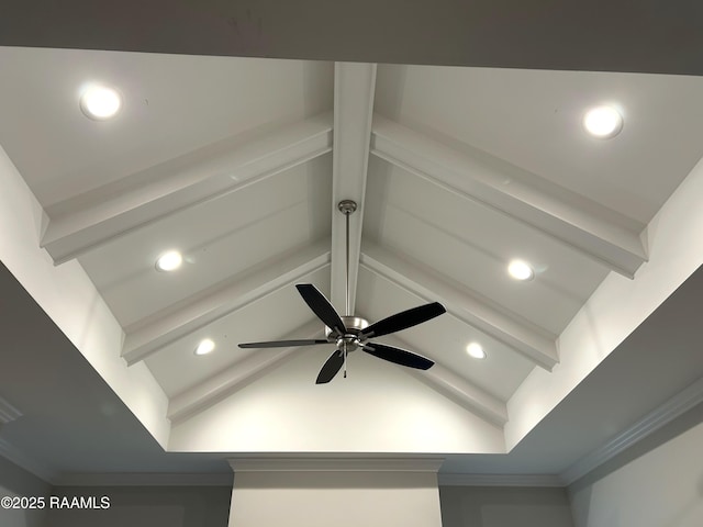 303 Bennington Ln, Youngsville, LA 70592 - detailed view of recessed lighting, beamed ceiling, and ceiling fan