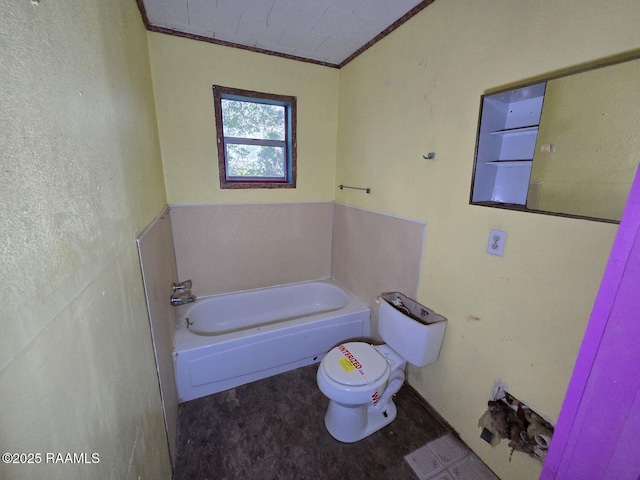 full bath with toilet and a garden tub