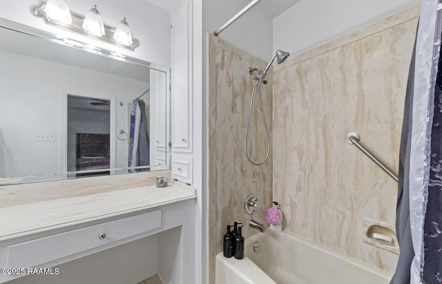 211 Dartmoor Dr, Lafayette, LA 70506 - bathroom with shower / bath combo with shower curtain and vanity
