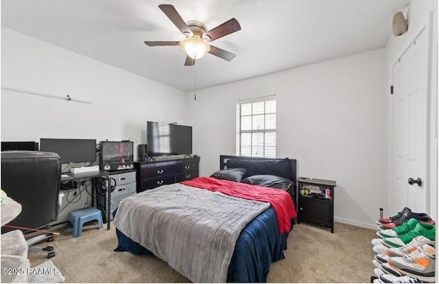 211 Dartmoor Dr, Lafayette, LA 70506 - carpeted bedroom featuring baseboards, a ceiling fan, and an office area
