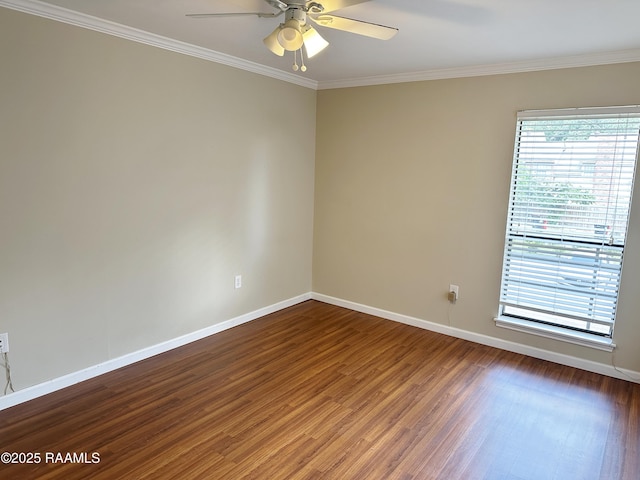 701 S College Rd Unit 208, Lafayette, LA 70503 - empty room with baseboards, wood finished floors, a ceiling fan, and crown molding