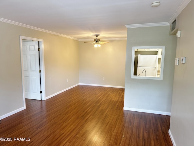 701 S College Rd Unit 208, Lafayette, LA 70503 - spare room featuring a smoke detector, ceiling fan, ornamental molding, wood finished floors, and baseboards