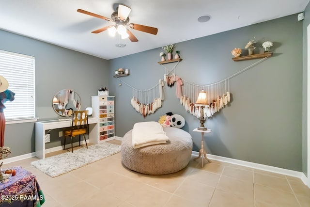 400 Mustang St, Lafayette, LA 70506 - bedroom featuring tile patterned floors, a ceiling fan, and baseboards