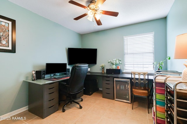 400 Mustang St, Lafayette, LA 70506 - office featuring beverage cooler, ceiling fan, and light tile patterned floors