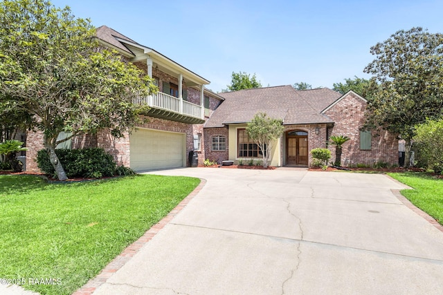 103 Barronne St, Lafayette, LA 70503 - view of front facade with driveway, brick siding, and a front lawn
