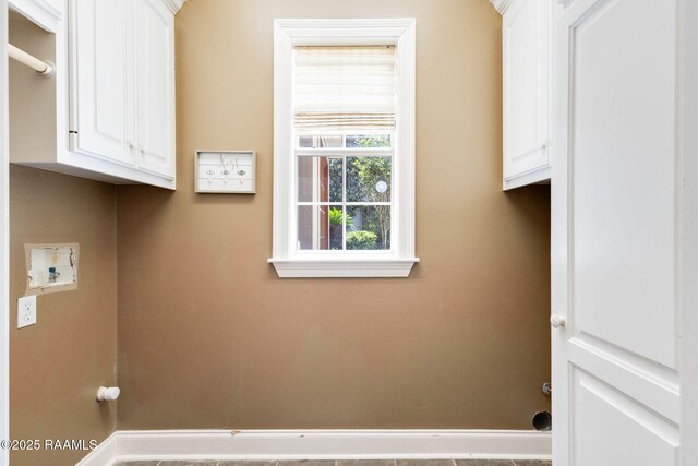 103 Barronne St, Lafayette, LA 70503 - laundry room with cabinet space, baseboards, and washer hookup
