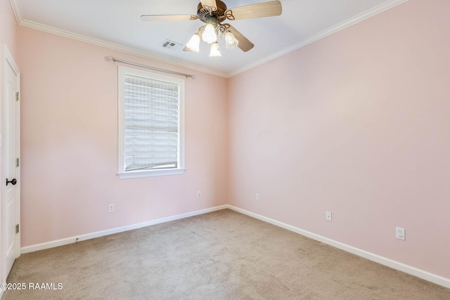 103 Barronne St, Lafayette, LA 70503 - unfurnished room featuring carpet flooring, baseboards, a ceiling fan, and ornamental molding