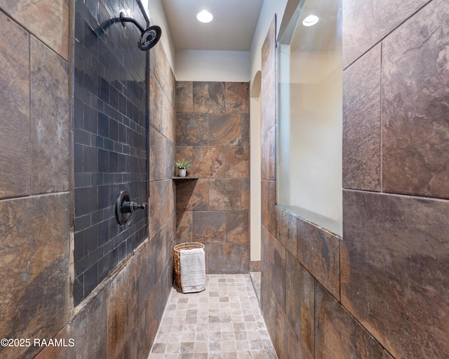112 Heathwood Dr, Broussard, LA 70518 - bathroom featuring a tile shower and tile walls