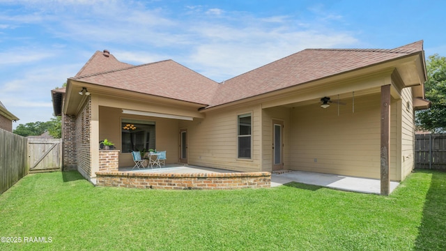 112 Heathwood Dr, Broussard, LA 70518 - rear view of house with a patio area, ceiling fan, roof with shingles, and brick siding