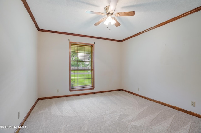 505 River Woods Dr, Lafayette, LA 70508 - empty room featuring light carpet, ornamental molding, baseboards, and a ceiling fan