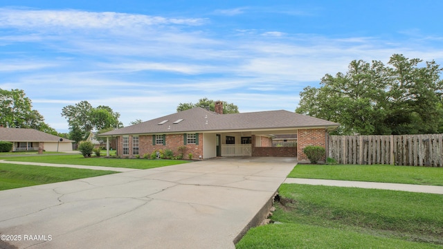 505 River Woods Dr, Lafayette, LA 70508 - ranch-style home with driveway, brick siding, a chimney, and a shingled roof
