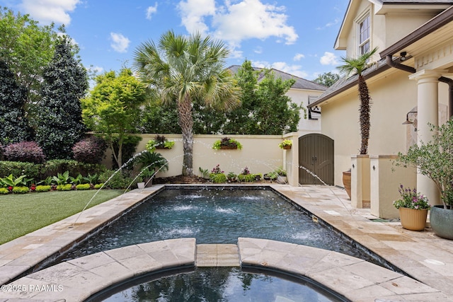 209 Princeton Woods Loop, Lafayette, LA 70508 - view of pool featuring a gate and an in-ground hot tub