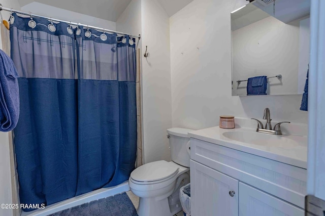 259 Chatrian St, Grand Coteau, LA 70541 - bathroom featuring toilet, vanity, and a shower with curtain
