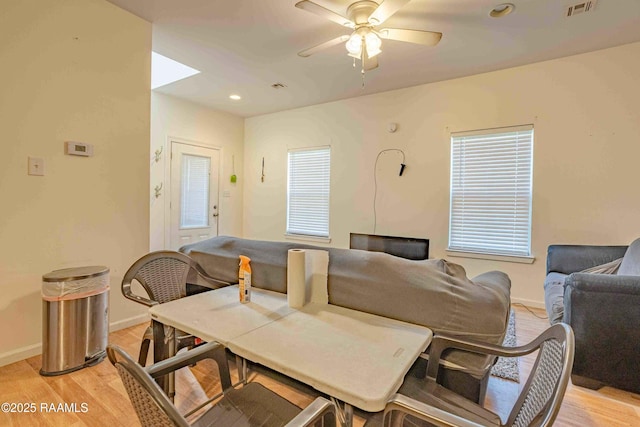 259 Chatrian St, Grand Coteau, LA 70541 - dining room with a ceiling fan, light wood-style floors, baseboards, and recessed lighting