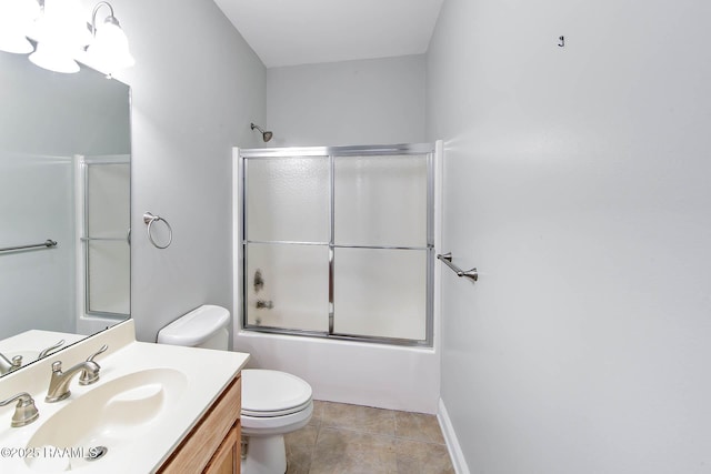 104 Trout Ct, Dulac, LA 70353 - bathroom featuring toilet, vanity, shower / bath combination with glass door, and tile patterned flooring