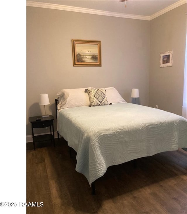 236 Chatrian St, Grand Coteau, LA 70541 - bedroom with dark wood-style floors, crown molding, and baseboards