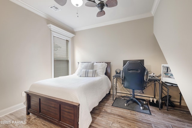 108 Autumnbrook Dr, Broussard, LA 70518 - bedroom with ornamental molding, wood finished floors, baseboards, a desk, and ceiling fan