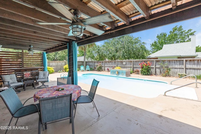 201 Rue Paon, Youngsville, LA 70592 - view of patio with a ceiling fan and a fenced backyard