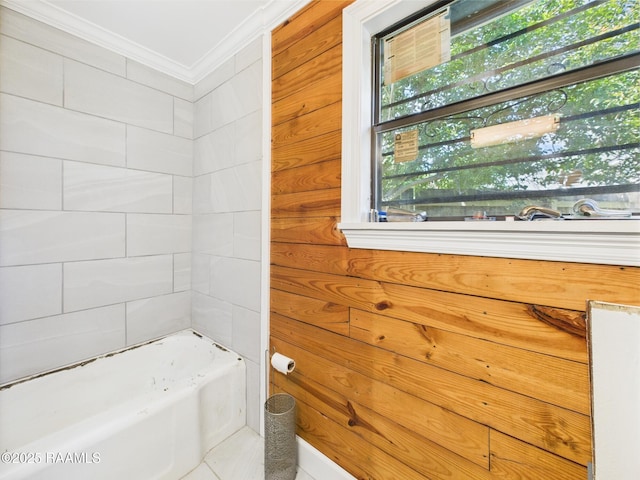 1206 Kaliste Saloom Rd, Lafayette, LA 70508 - full bathroom with ornamental molding and shower / washtub combination