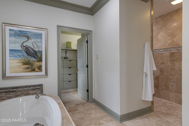315 Kings Rd, Lafayette, LA 70503 - full bathroom featuring crown molding and a garden tub
