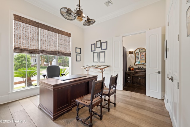 408 Princeton Woods Loop, Lafayette, LA 70508 - office featuring a chandelier, crown molding, and light wood-type flooring
