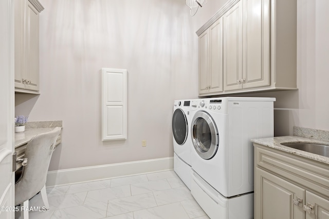 408 Princeton Woods Loop, Lafayette, LA 70508 - washroom featuring light marble finish flooring, cabinet space, and separate washer and dryer