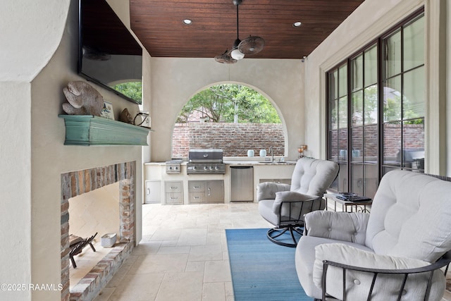 408 Princeton Woods Loop, Lafayette, LA 70508 - view of patio / terrace featuring an outdoor kitchen and a ceiling fan